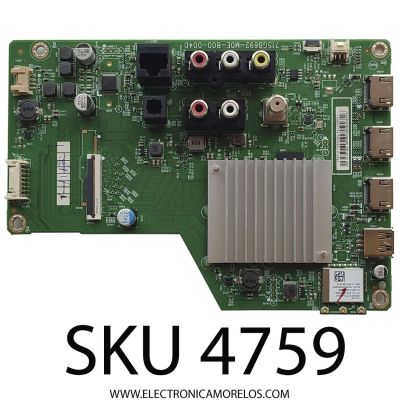 MAIN PARA TV VIZIO ORIGINAL 4K UHD HDR SMARTCAST / NUMERO DE PARTE XLCB02K063 / 715GB692-M0E-B00-004D / (G)XLCB02K063000X / PANEL TPT550WR-D126.L REV:S21D / DISPLAY ST5461D12-6 VER.2.2 / MODELO V555-J01 LTC3E7SY